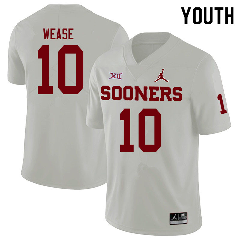 Youth #10 Theo Wease Oklahoma Sooners Jordan Brand College Football Jerseys Sale-White